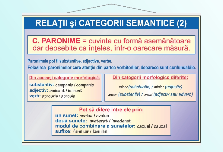 Relatii si categorii semantice - paronime - 50x70