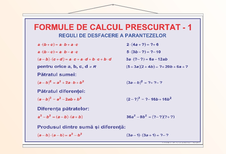 Formule de calcul prescurtat - 1 - 70x100