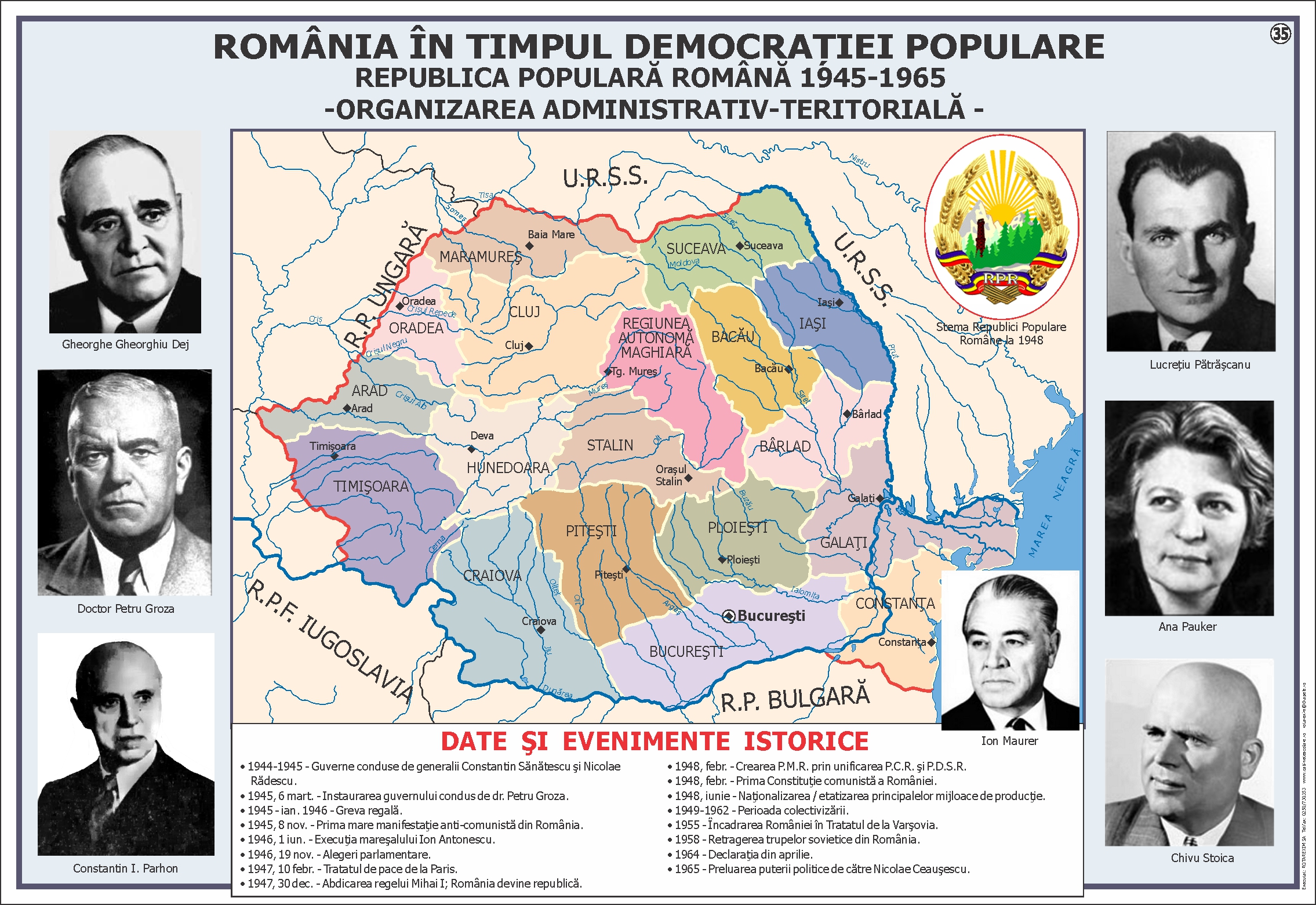 Republica Populară Română 1945-1965 - organizarea administrativ-teritorială